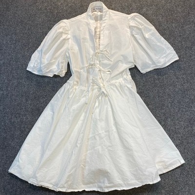 Anthropologie En Saison V-Neck Bow Mini Dress Womens Medium Felice White Regal