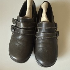 B.O.C. Leather Loafers Womens 8M Brown Double Buckle Slip On Shoes Comfort