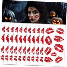 12 Sheets Kiss Tattoos Temporary Stickers, 108 Pcs Red Kiss Lip Print