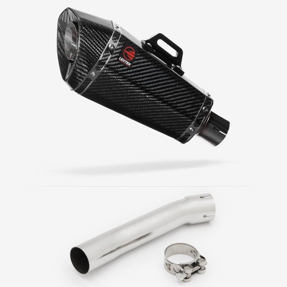 Lextek XP8C Carbon Fibre Exhaust 210mm with Link Pipe for Suzuki SV650 (99-02)