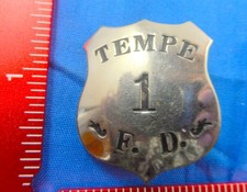 Tempe Arizona Vintage Fire Department Lapel Pin Mini Badge 1-3/8