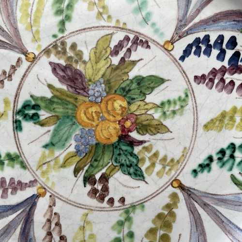Piatto ceramica artistica maiolica Monteluce vintage disegno floreale Italia - Foto 3 di 5