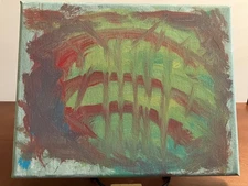 Acrylic Painting Original Abstract Of  Quantum Computer Overload 8"x10" Canvas