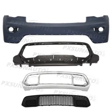 Front Bumper Cover *2 and Bumper Grille *2 Fit For 2017-2020 Jeep Grand Cherokee