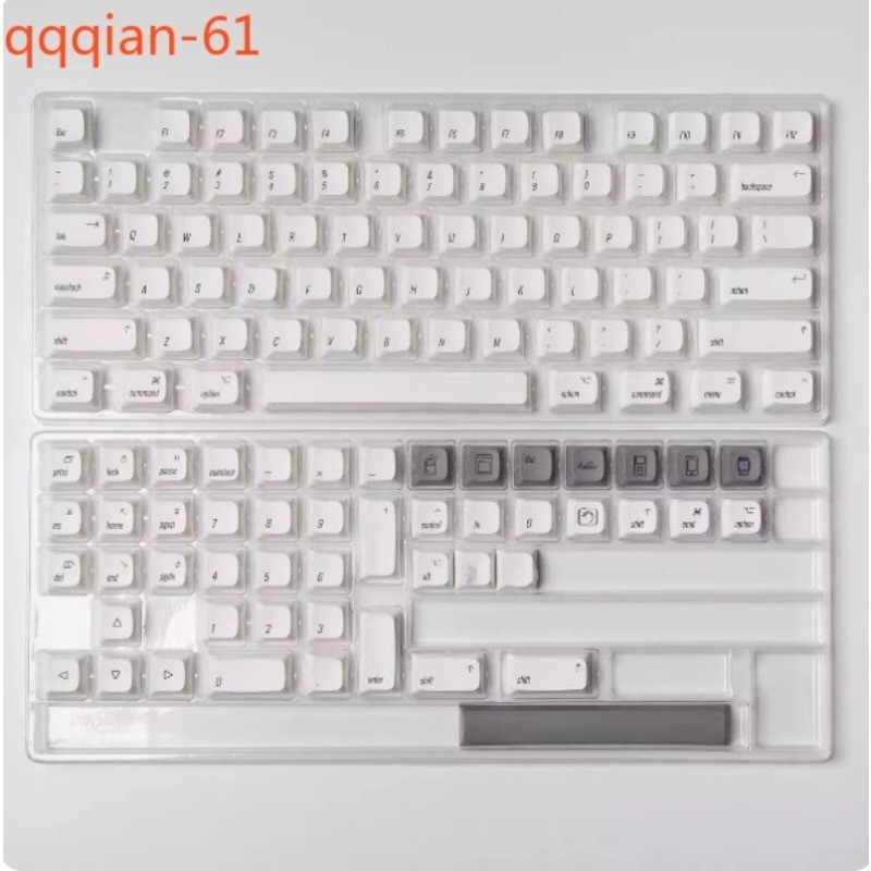 PBT White Style Keycaps For Apple XDA Height Keyboard for 68