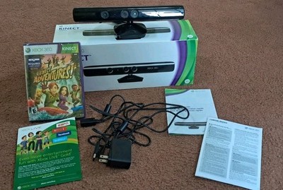 Xbox 360 Kinect Sensor Black + NEW Kinect Adventures Game 