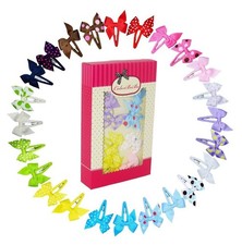 Girl Polka Dot Grosgrain Hair Bow Snap Clips, Barrettes 22pcs 1.5" by ColorBeBe