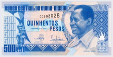 Guinea-Bissau 500 Pesos 1990 Banknote | Francisco Mendes, Rarit&auml;t, P-12, UNC