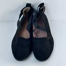 Womens Black Mary Jane Platform Shoes Elastic Strap Comfort Wedge Flats