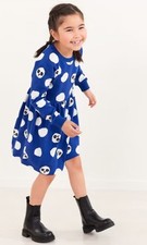 NWT Hanna Andersson Panda Print Knit Long Sleeve Dress In French Terry Size 8