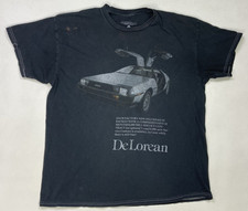 DeLorean Car Graphic T-shirt Men Large Black Short Sleeve DMC
