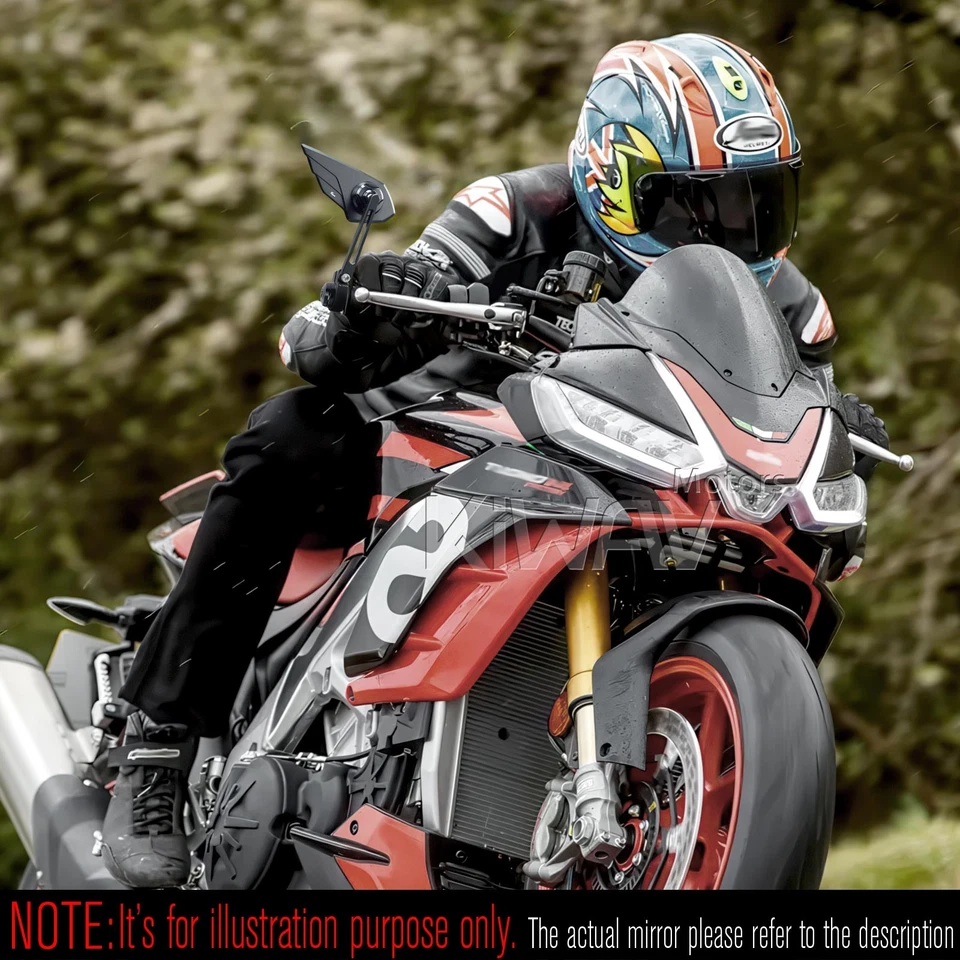 Espejo de extremo de barra DERECHO X1 Wisp negro se adapta a Moto Guzzi Audace V9 roscado OEM barra Foto 4 de 4