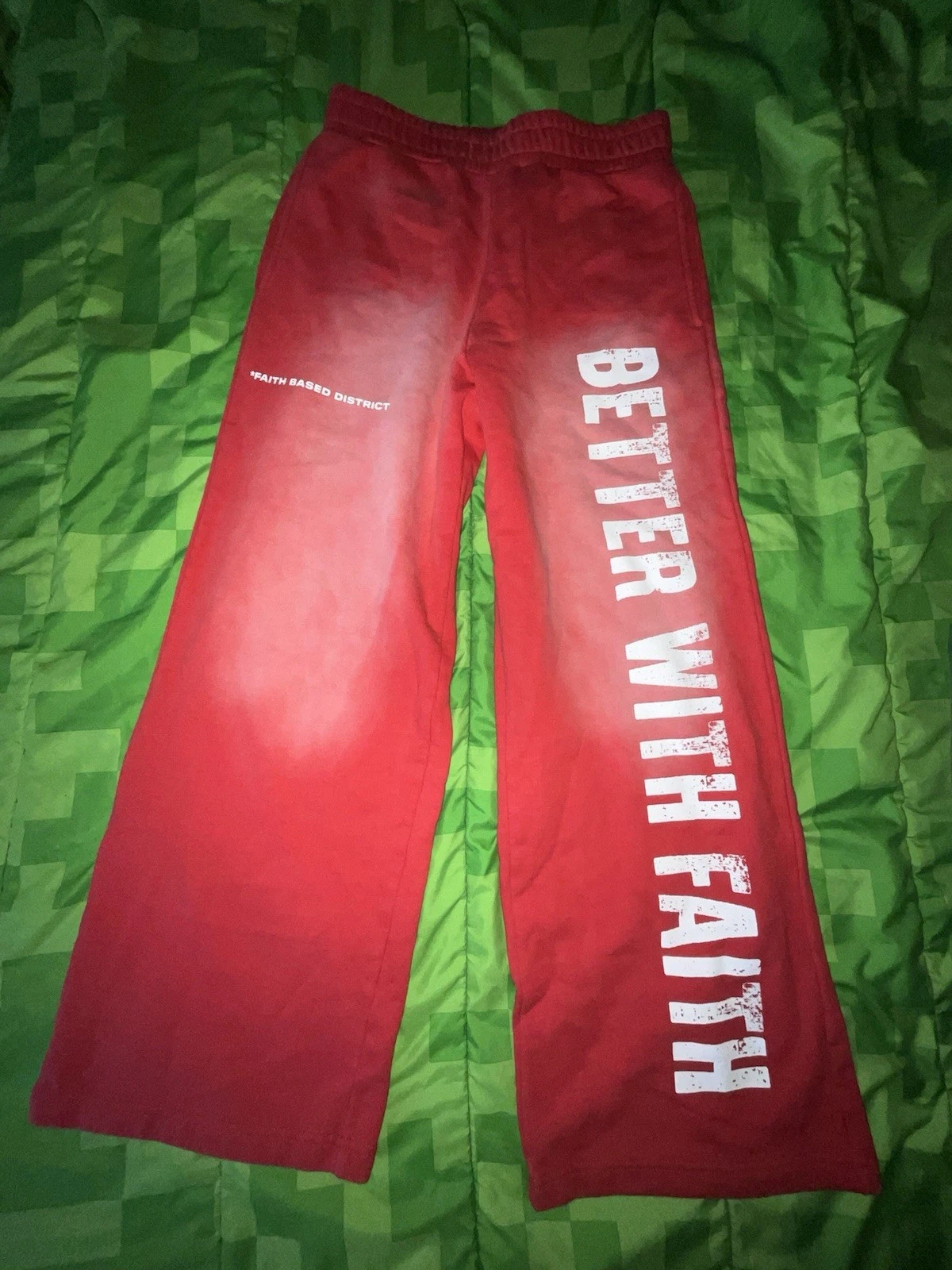Faith Based District Pants Red Small Better With Faith Washed (554)