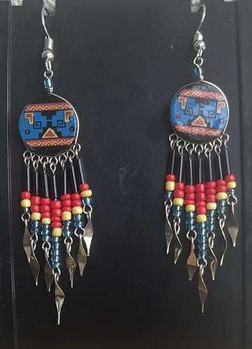 10 Pairs Peruvian Mixed Stone Bamboo Glass Thread Dangle Earrings Lot Peru Boho - Picture 12 of 12