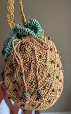 Cappelli Pineapple Drawstring Pouch Shoulder Bag Jute Crochet NWT