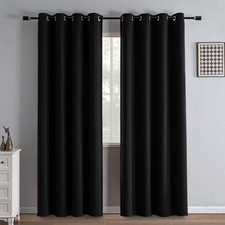 Black Out Curtains 84 Inch Long 52"W x 84"L Pack of 2 Total Blackout  Black