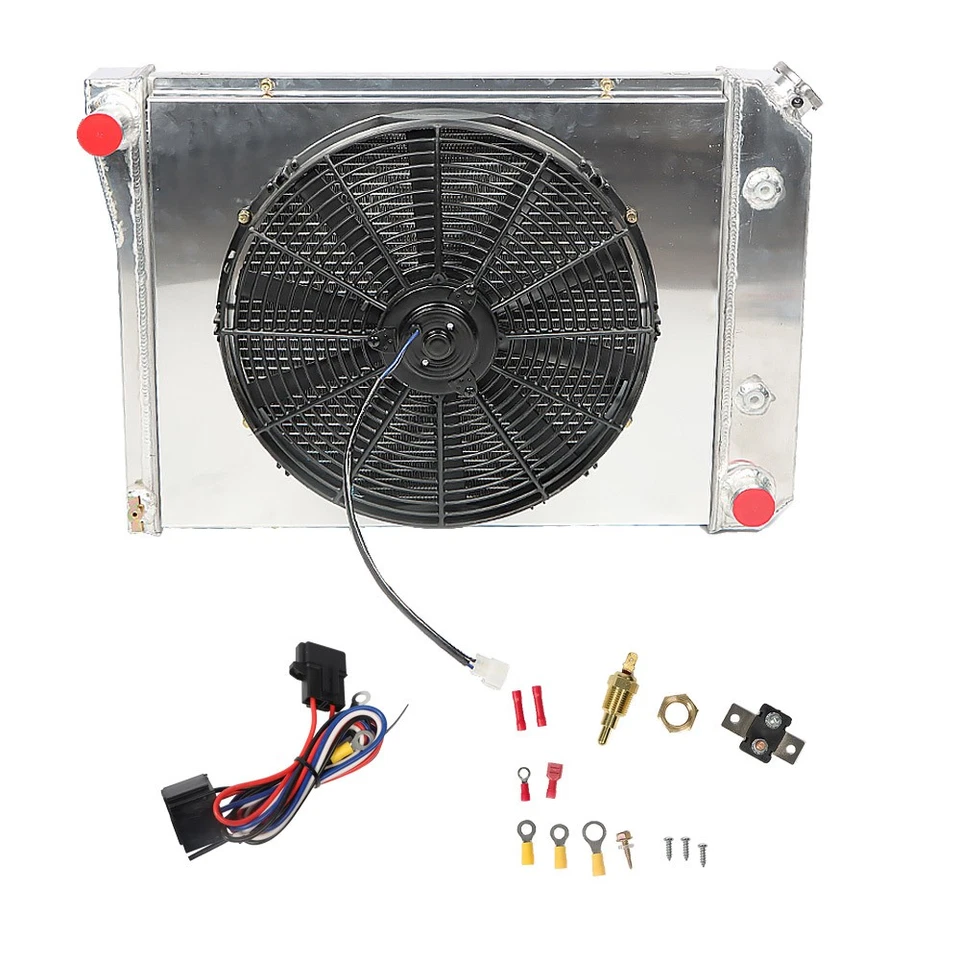 For 68-87 Chevrolet El Camino 3.8L 4.1L 3-Row Aluminum Radiator + Shroud Fan Kit Foto 2 de 4