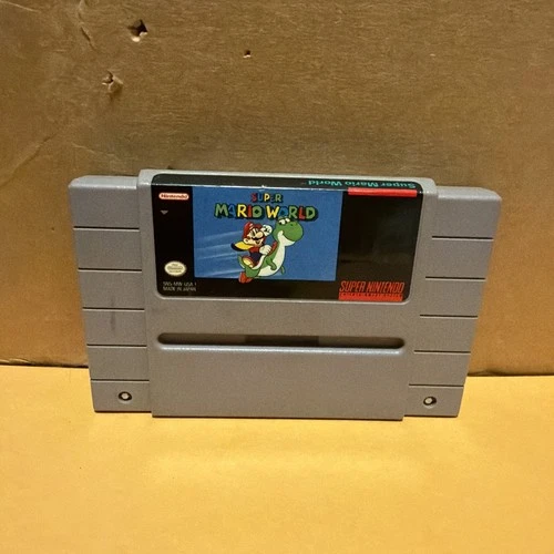 Super Mario World Nintendo SNES Game Cartridge SNS-006 Authentic 1991 Gray USA