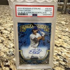 EVAN CARTER 2024 BOWMAN STERLING BLUE EXTRAVAGANZA ROOKIE AUTO /25 PSA 10 Q0836