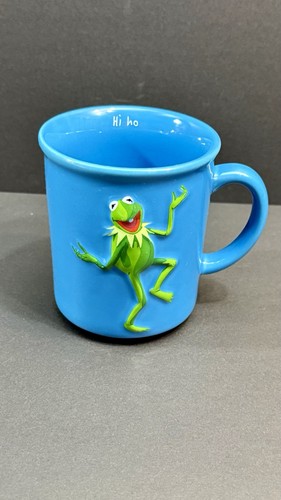 Vintage 2002 Kermit the Frog Blue Ceramic Mug Henson Encore Group Hi Ho