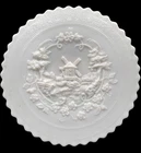 Vintage Imperial Milk Glass Windmill Plate White Scalloped Edge Landscape 9.25”