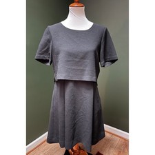 Madewell Black Combo Retro Overlay Crop Midi Dress Women's 6