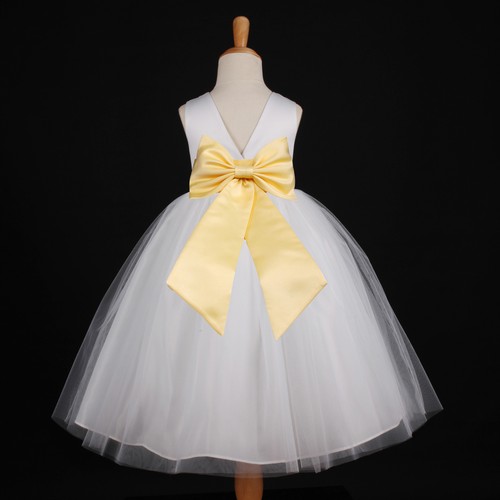 White Wedding Pageant Flower Girl Dress Many Colors 12M 18M 2 4 5/6 7/8 9/10 12 - Picture 29 of 31