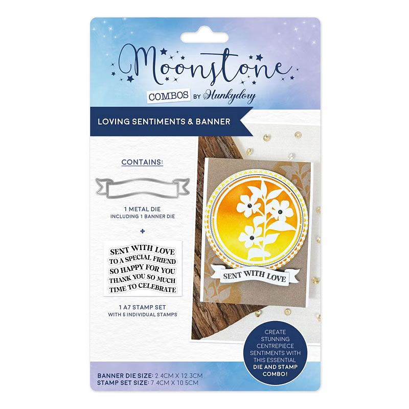 Hunkydory Moonstone Combos - LOVING SENTIMENTS & BANNER Stamp & Die - MSTONE1026