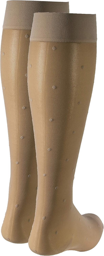 Sheer Compression Stockings, 15-20 Mmhg, Women'S Knee High Length, Dot Pattern, - Picture 9 of 12