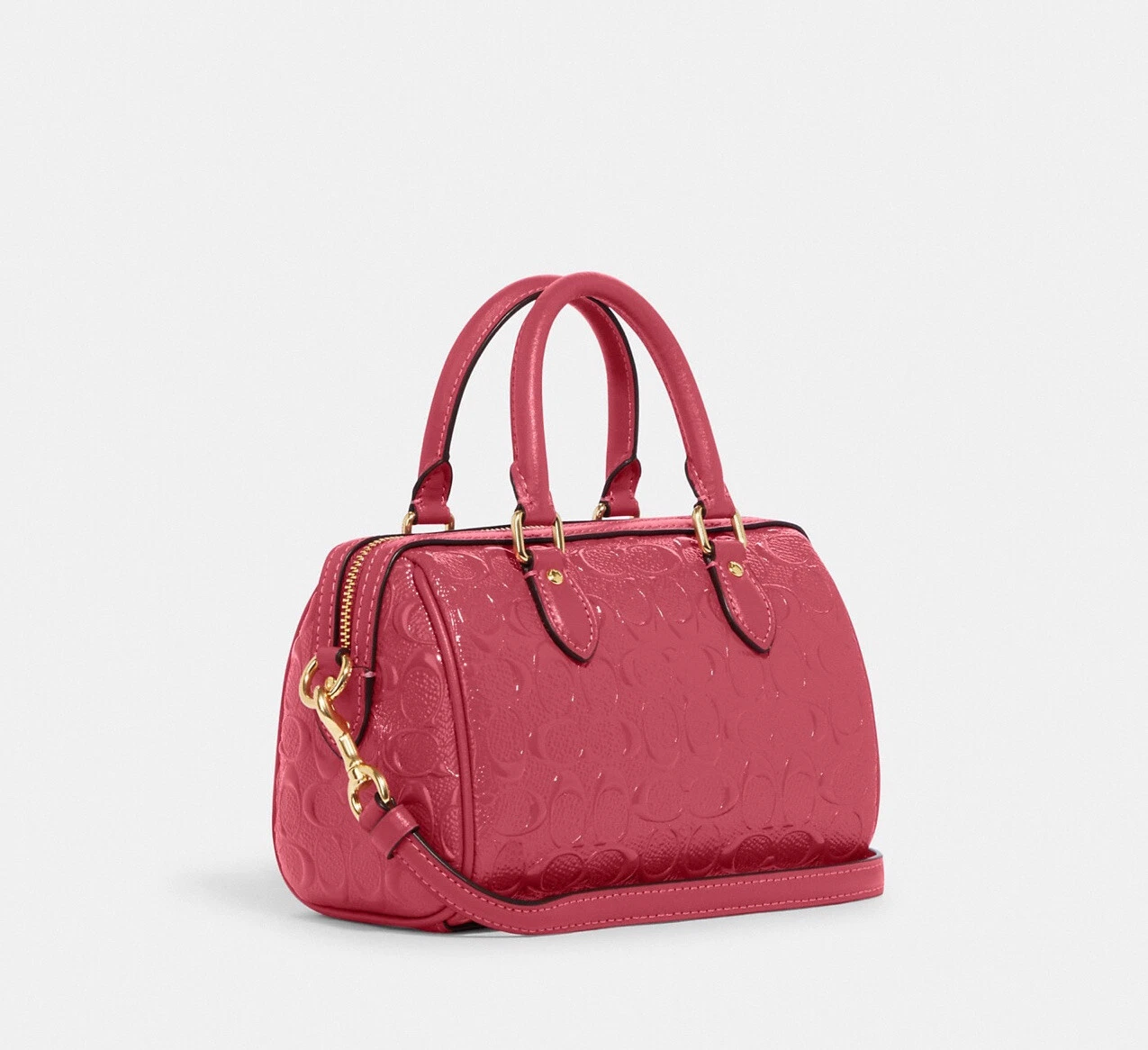 ?Tracolla Coach CH276 Mini Rowan nuova con etichette firmata pelle oro fragola Haze