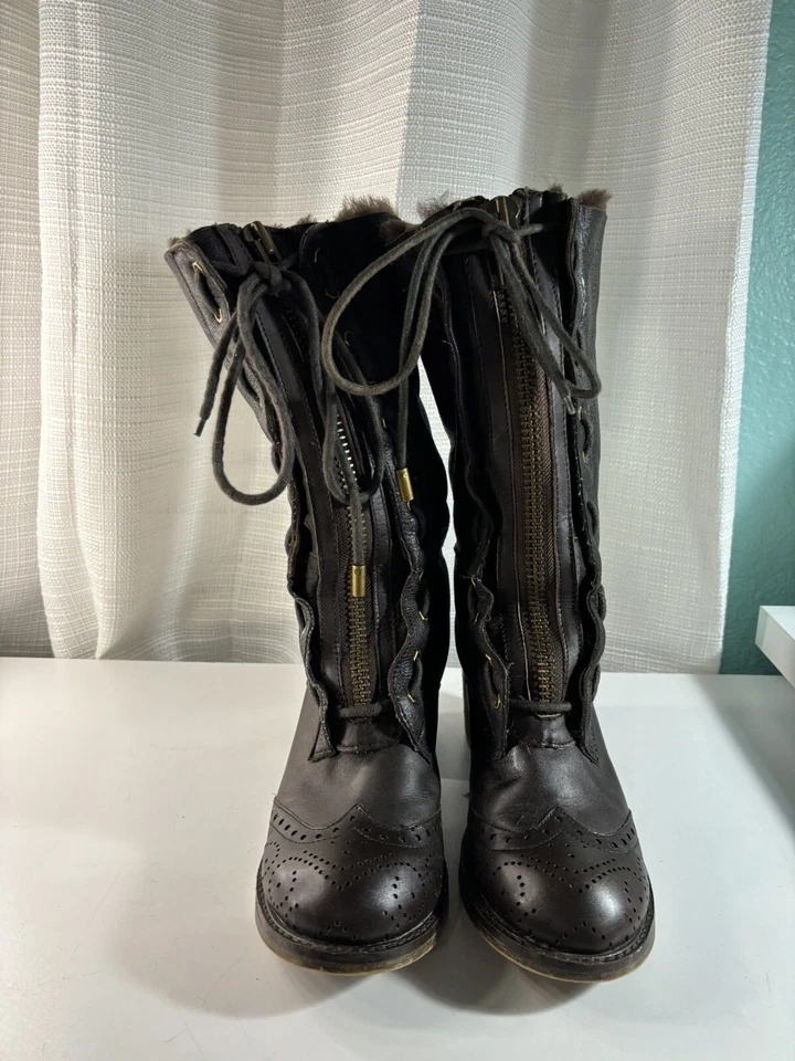 Kelsi Dagger MASHITA ~ Bota de Combate de Montar Cuero Marrón/Punta de Ala de Oveja Talla 6.5 Foto 2 de 4