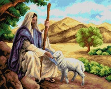 Orchidea Needlepoint canvas for halfstitch without yarn Jesus with a Lamb