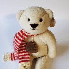 1982 VTG Elegante By Dakin, Wee Woolie 15" Teddy Bear Plush, Red  White Scarf