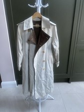 Vintage 1970s Celine Wool Light Beige Trench Coat, Size 38 Fr/ Uk 10