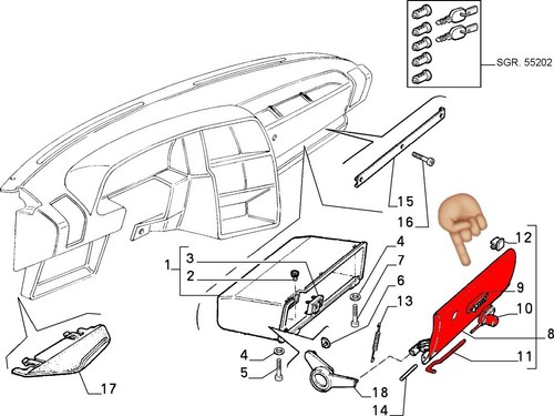 Sportello cruscotto completo (Senza serratura) per Lancia Thema Iª s (176575982) - Picture 2 of 9