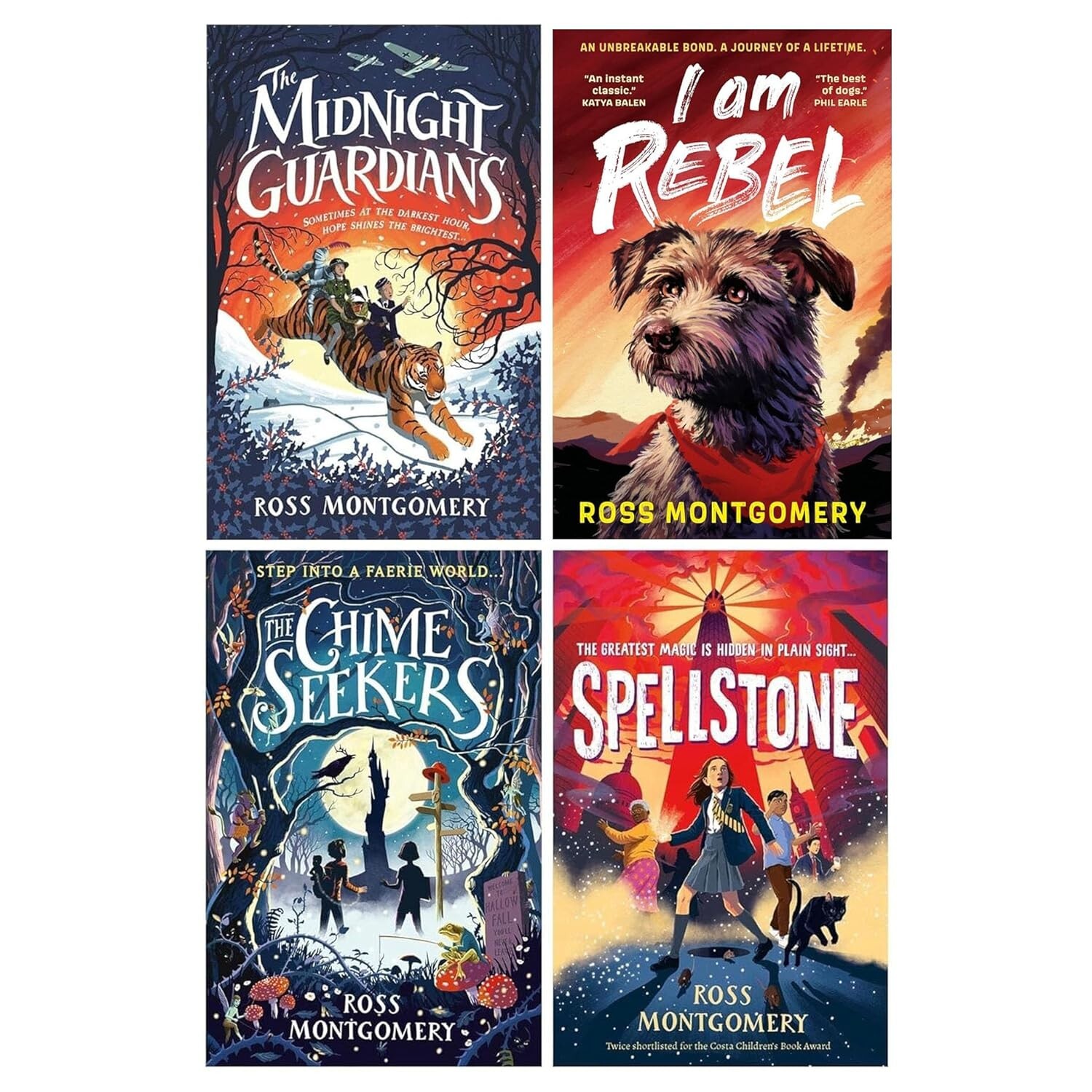 Ross Montgomery 4 Books Collection Midnight Guardians, Chime Seekers, Spellstone