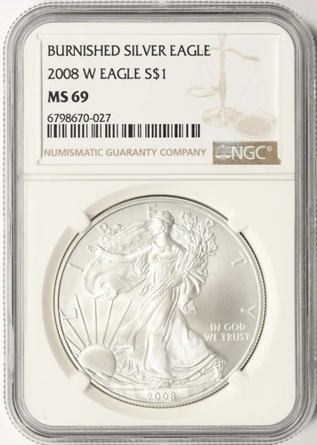 2008-W $1 Burnished American Silver Eagle NGC MS69