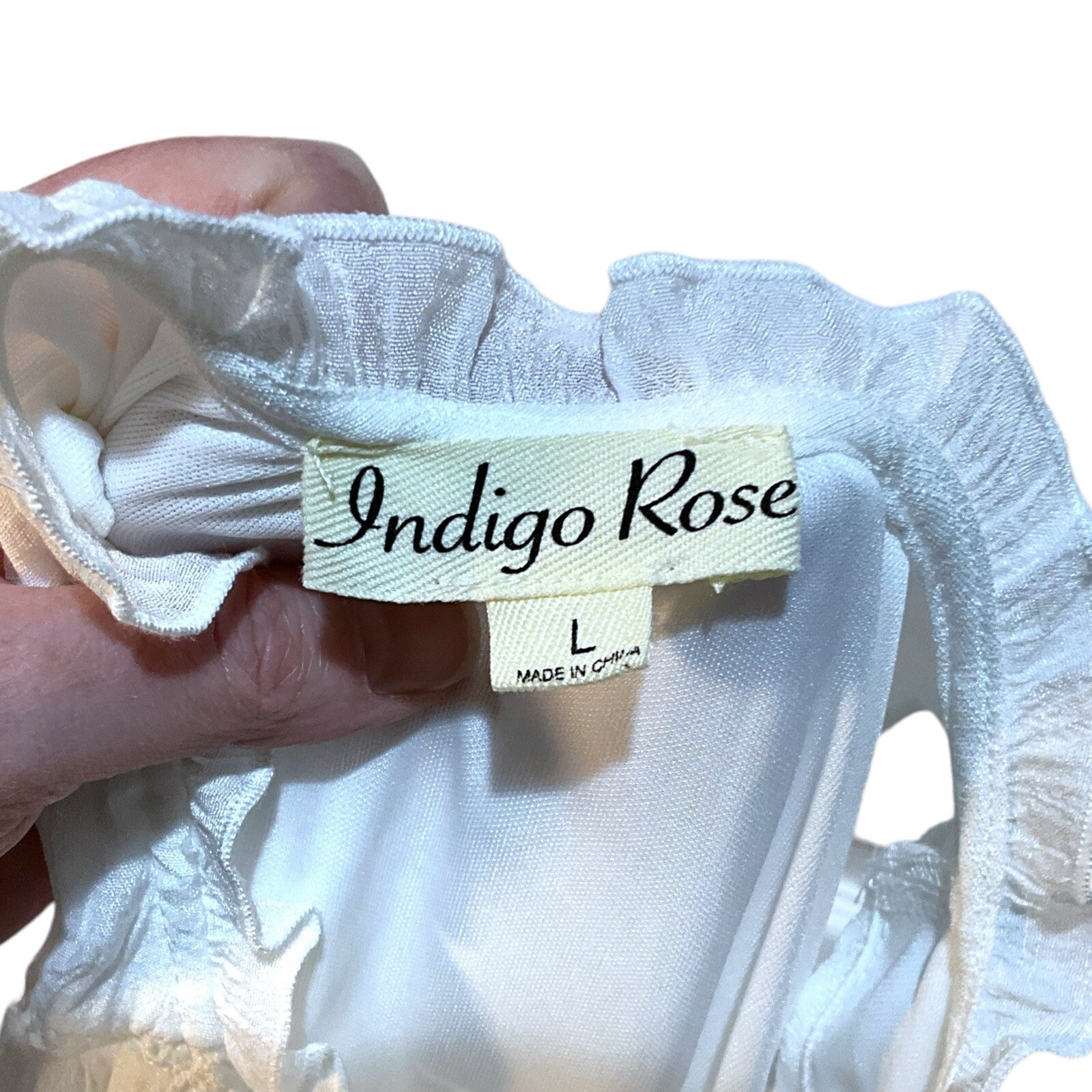 INDIGO ROSE Size L Crisp White Lace Detail Boho Sleeveless Summer Dress