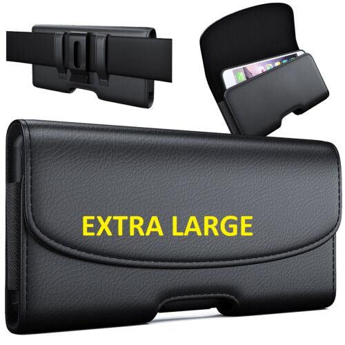 Étui étui pour porte-ceinture pour téléphone portable XL CUIR ROBUSTE avec poche de transport à clip - Photo 1 sur 12