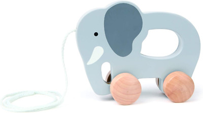 Hape Wooden Elephant Pull-Along Baby Toy| Early Learning Push and Pull Toys for