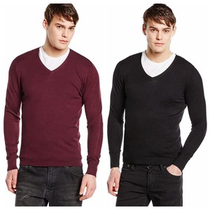 deep v neck jumper mens
