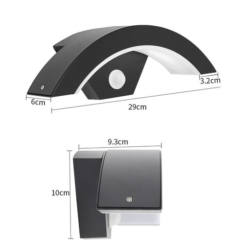 Modern Curved Outdoor LED Wall Light PIR Motion Sensor Lamp Garden Porch Outside - Picture 8 of 15