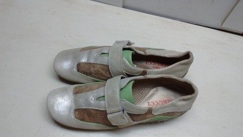 Sesto Meucci Silver Tan Leather Slip On Mary Jane Driving Women's Shoes 7N 37.5 - Picture 5 of 7