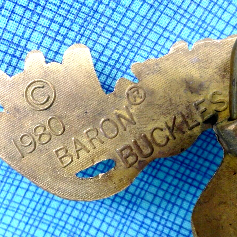 Hebilla de cinturón alce recortada en 3D latón espíritu animal de colección 1980 barón Taiwán .QRT905 Foto 4 de 4