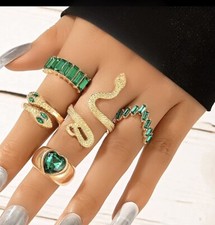 New 5 Piece Gold Plated Ring Set