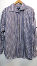 Scott Barber Shirt Men XL Blue Multicolor Striped Button Up Long Sleeve Business