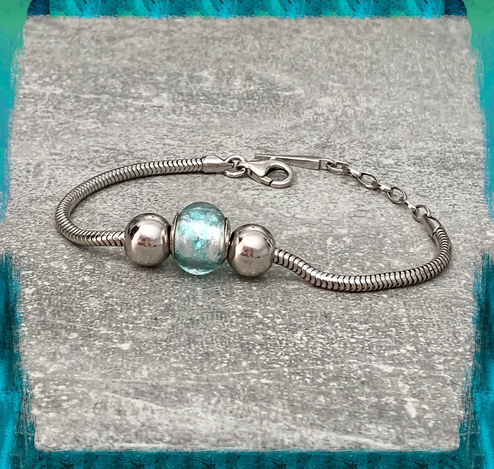 Bracelet perle de Murano bleu et boules argent 925 : le cadeau idéal pour femme