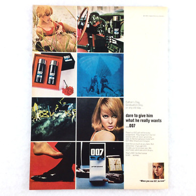 007 After Shave Cologne 1966 VINTAGE PRINT AD Sexy Spy Undercover Agent Bond