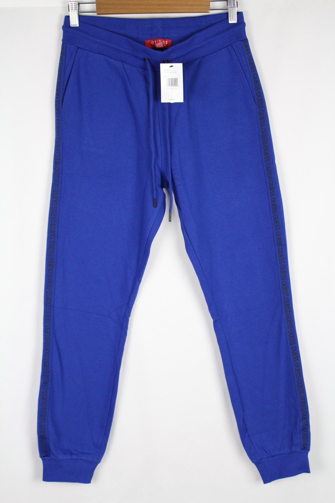 Pantalones para correr Guess Jeans para hombre robles con logotipo cinta adhesiva navegación por la web azul