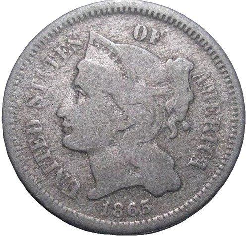 1865 III Cent Nickel FINE